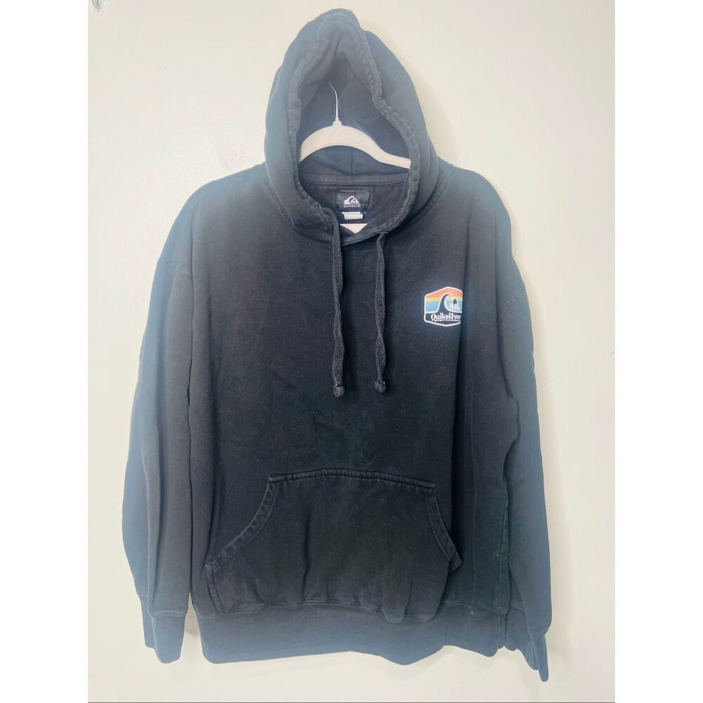 Quiksilver BoardRiding Co. Black Graphic Hoodie Sweatshirt Sz XL Womens
